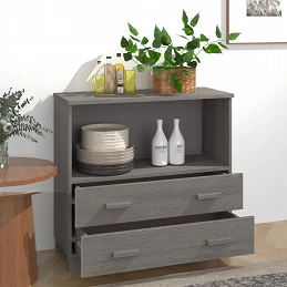 Acquista Credenza Grigio Chiaro 85x35x80 cm in Legno Massello di Pino con riferimento GHV-340499 della ditta GARDENHOME