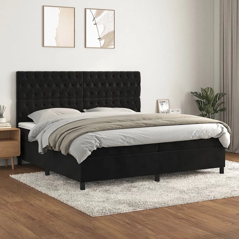Acquista Giroletto a Molle con Materasso Nero 200x200 cm in Velluto con riferimento GHV-3143225 della ditta GARDENHOME