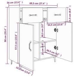 Acquista Credenza Grigio Sonoma 69,5x34x90 cm in Legno Multistrato con riferimento GHV-817361 della ditta GARDENHOME
