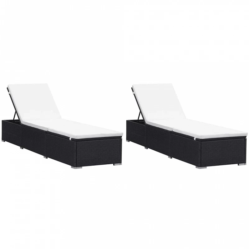 Acquista Lettini Prendisole con Cuscini 2 pz in Polyrattan Nero con riferimento GHV-277088 della ditta GARDENHOME