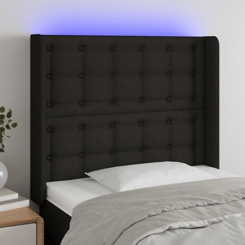 Acquista Testiera a LED Nera 83x16x118/128 cm in Tessuto con riferimento GHV-3124458 della ditta GARDENHOME