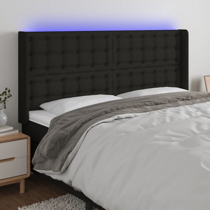 Acquista Testiera a LED Nera 163x16x118/128 cm in Tessuto con riferimento GHV-3124490 della ditta GARDENHOME
