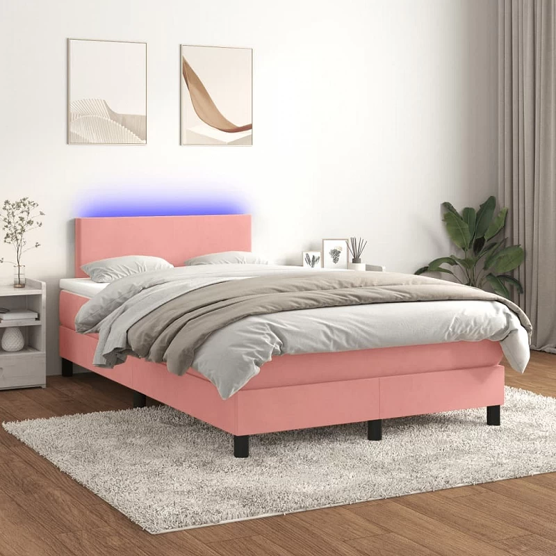 Acquista Letto a Molle con Materasso e LED Rosa 120x200 cm in Velluto con riferimento GHV-3134278 della ditta GARDENHOME