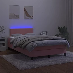 Acquista Letto a Molle con Materasso e LED Rosa 120x200 cm in Velluto con riferimento GHV-3134278 della ditta GARDENHOME
