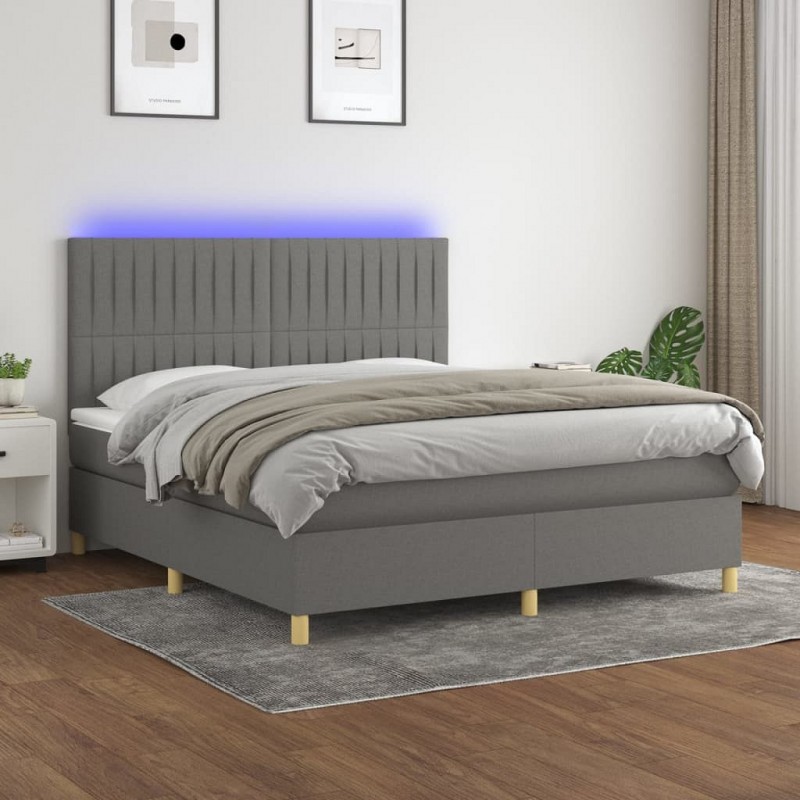 Acquista Letto a Molle Materasso e LED Grigio Scuro 180x200cm in Tessuto con riferimento GHV-3135614 della ditta GARDENHOME