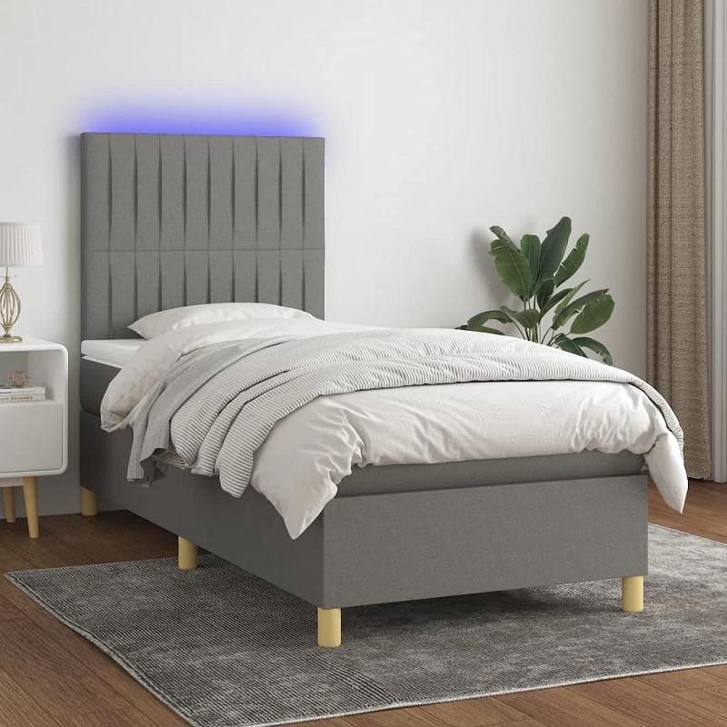 Acquista Letto a Molle Materasso e LED Grigio Scuro 90x200 cm in Tessuto con riferimento GHV-3135566 della ditta GARDENHOME