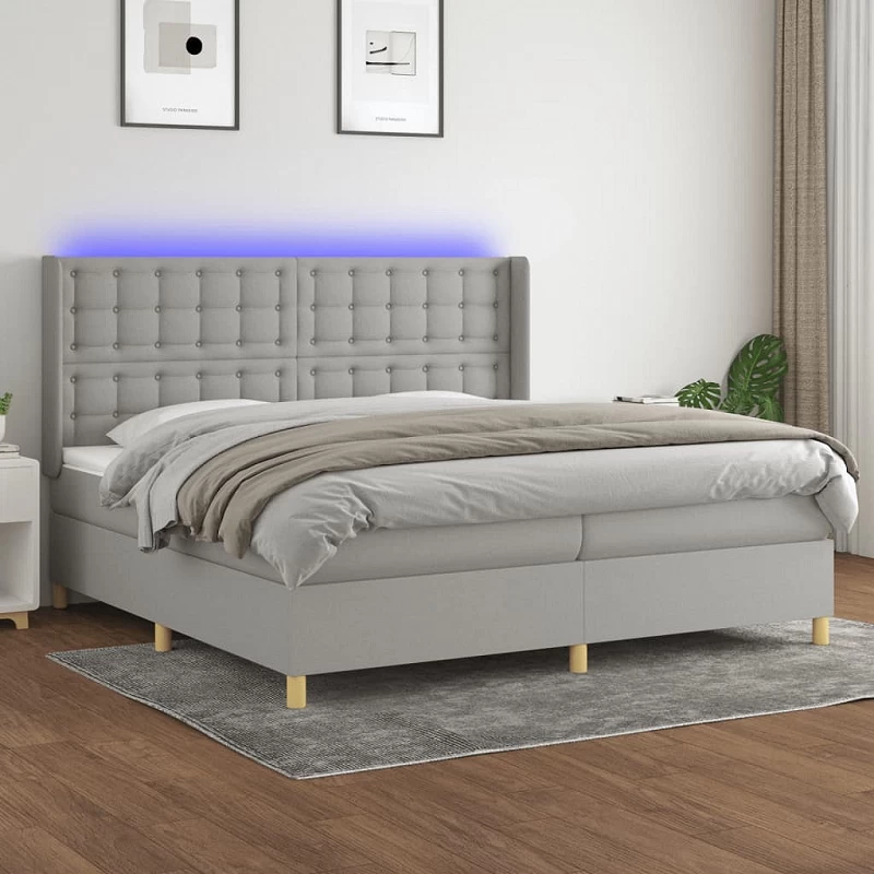 Acquista Letto a Molle Materasso e LED Grigio Chiaro 200x200 cm Tessuto con riferimento GHV-3139221 della ditta GARDENHOME