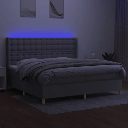 Acquista Letto a Molle Materasso e LED Grigio Chiaro 200x200 cm Tessuto con riferimento GHV-3139221 della ditta GARDENHOME