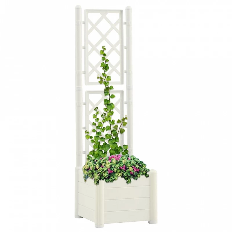 Acquista Fioriera da Giardino con Graticcio 43x43x142 cm PP Bianco con riferimento GHV-313979 della ditta GARDENHOME