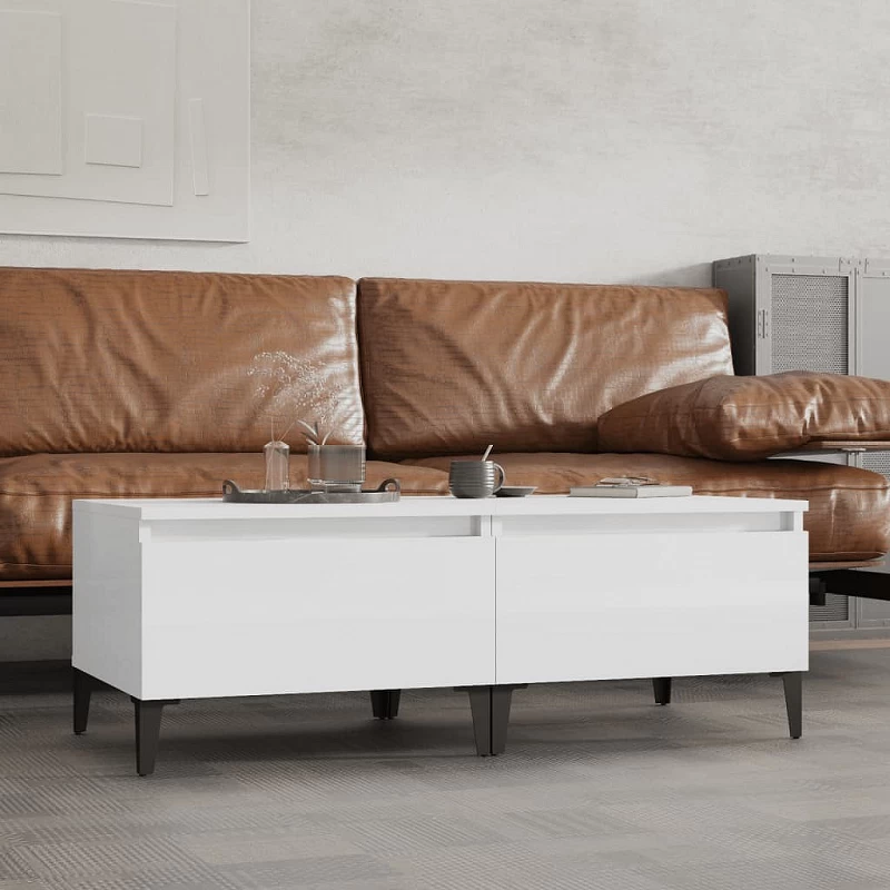 Acquista Tavolini 2pz Bianco Lucido 50x46x35 cm in Legno Multistrato con riferimento GHV-819521 della ditta GARDENHOME