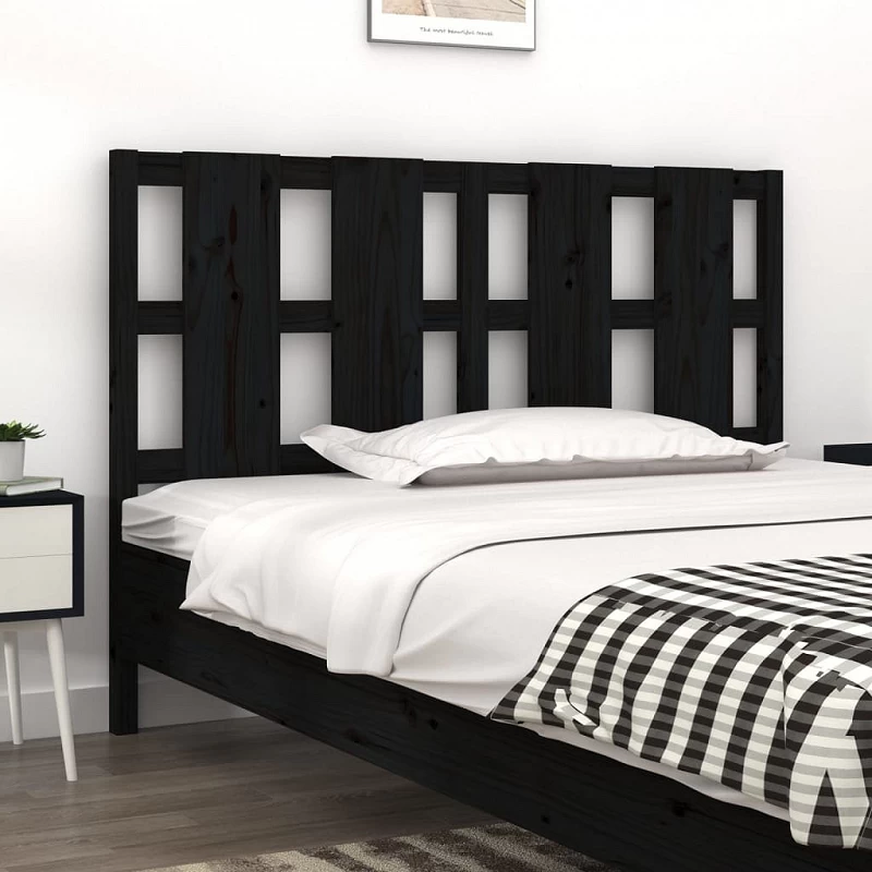 Acquista Testiera per Letto Nera 125,5x4x100cm in Legno Massello di Pino con riferimento GHV-817984 della ditta GARDENHOME