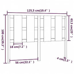 Acquista Testiera per Letto Nera 125,5x4x100cm in Legno Massello di Pino con riferimento GHV-817984 della ditta GARDENHOME