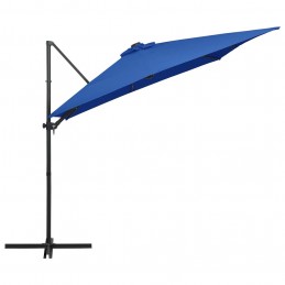 Acquista Ombrellone a Sbalzo con LED e Palo in Acciaio 250x250cm Azzurro con riferimento GHV-46997 della ditta GARDENHOME