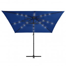 Acquista Ombrellone a Sbalzo con LED e Palo in Acciaio 250x250cm Azzurro con riferimento GHV-46997 della ditta GARDENHOME