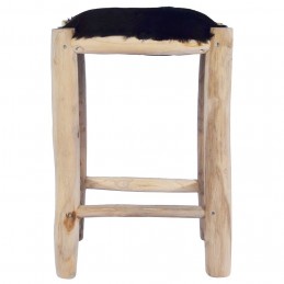 Acquista Sgabello da Bar in Vera Pelle di Capra e Legno Massello di Teak con riferimento GHV-288810 della ditta GARDENHOME