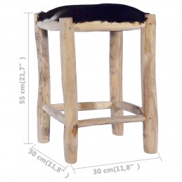 Acquista Sgabello da Bar in Vera Pelle di Capra e Legno Massello di Teak con riferimento GHV-288810 della ditta GARDENHOME