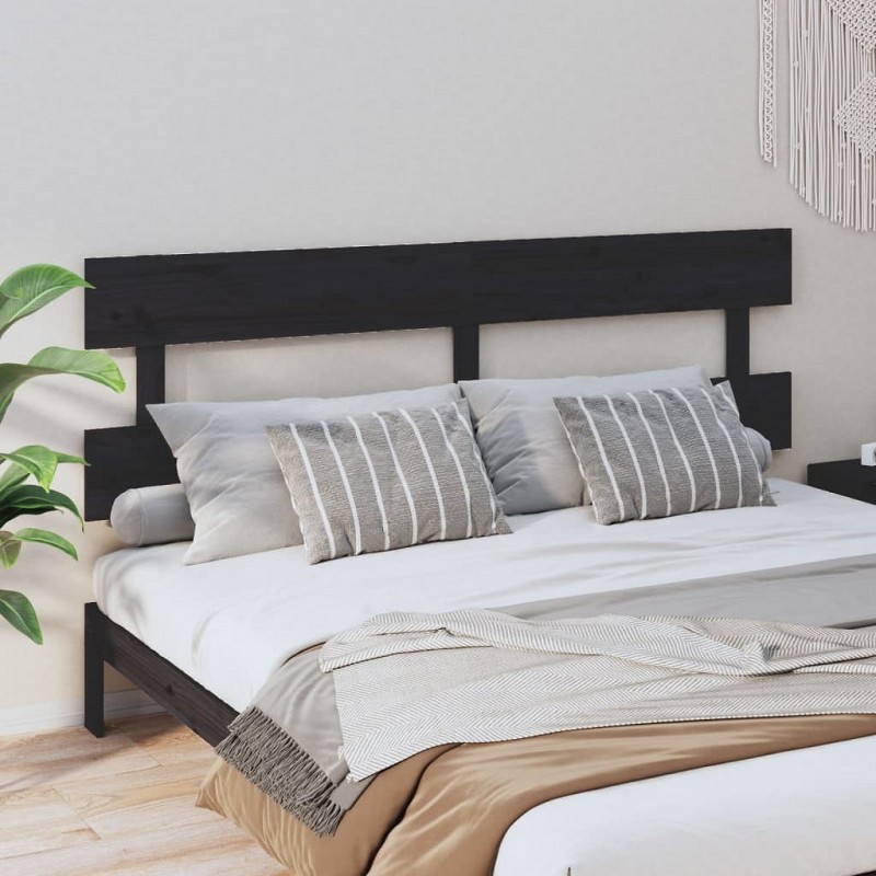 Acquista Testiera per Letto Nera 204x3x81 cm in Legno Massello di Pino con riferimento GHV-819094 della ditta GARDENHOME