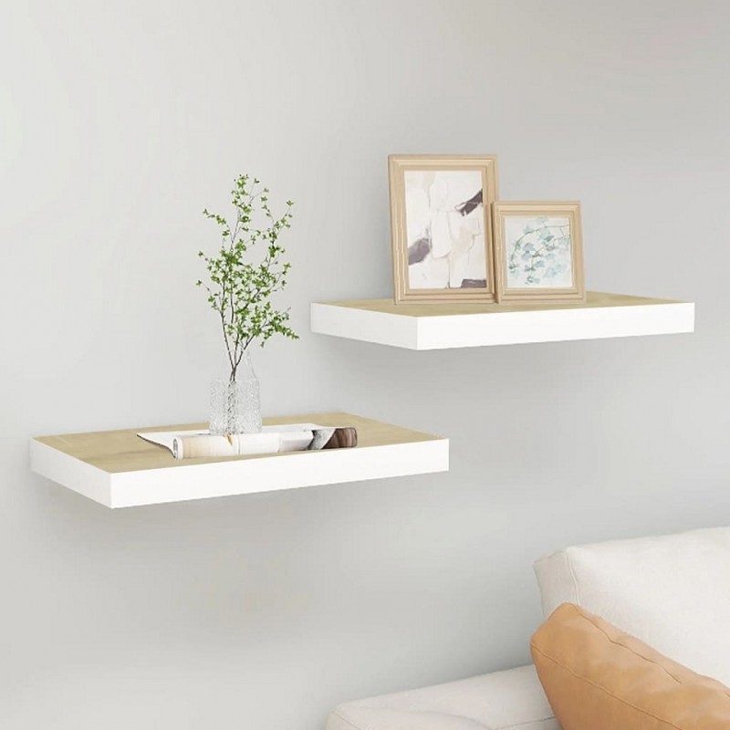 Acquista Scaffali a Parete 2 pz Rovere e Bianco 50x23x3,8 cm in MDF con riferimento GHV-326574 della ditta GARDENHOME