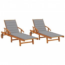 Acquista Sdraio 2 pz con Cuscini in Legno Massello di Acacia con riferimento GHV-3077331 della ditta GARDENHOME