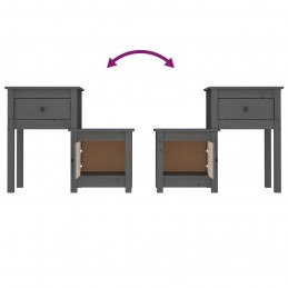 Acquista Comodini 2 pz Grigi 79,5x38x65,5 cm in Legno Massello di Pino con riferimento GHV-814544 della ditta GARDENHOME