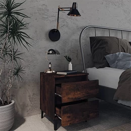 Acquista Comodino con Gambe in Metallo Rovere Fumo 40x35x50 cm con riferimento GHV-813128 della ditta GARDENHOME