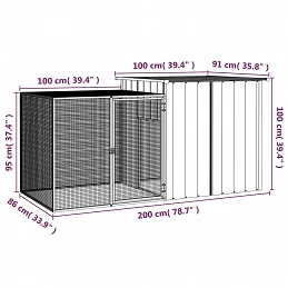 Acquista Gabbia per Conigli Grigia 200x91x100 cm Acciaio Zincato con riferimento GHV-3155528 della ditta GARDENHOME