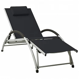 Acquista Lettino Prendisole con Cuscino in Textilene Nero con riferimento GHV-310529 della ditta GARDENHOME