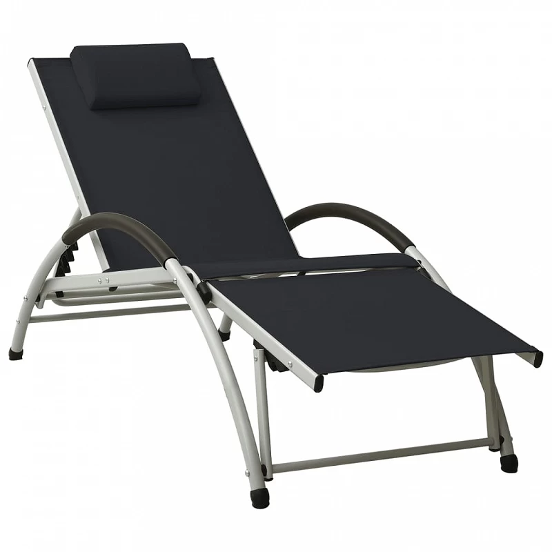 Acquista Lettino Prendisole con Cuscino in Textilene Nero con riferimento GHV-310529 della ditta GARDENHOME