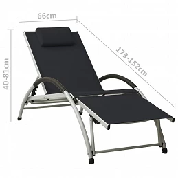 Acquista Lettino Prendisole con Cuscino in Textilene Nero con riferimento GHV-310529 della ditta GARDENHOME