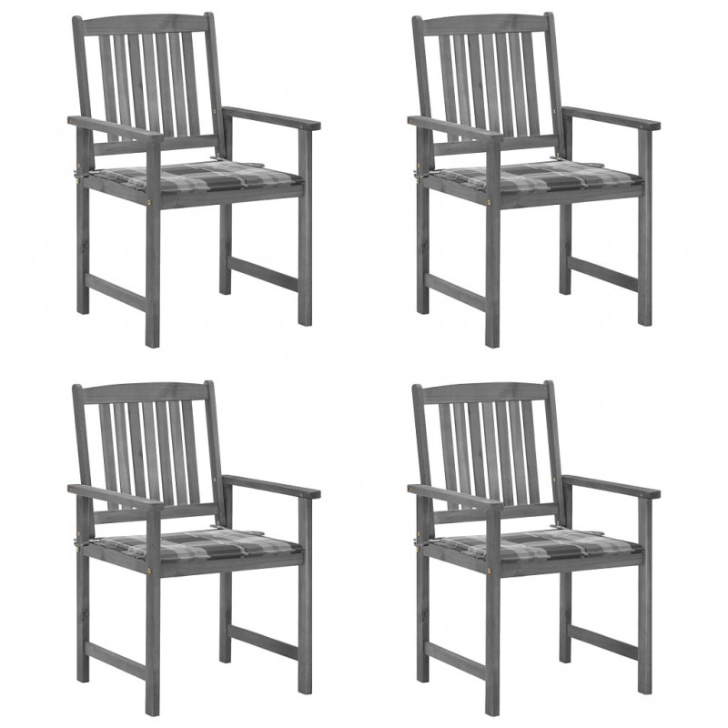 Acquista Sedie da Giardino con Cuscini 4 pz in Massello di Acacia Grigio con riferimento GHV-3061250 della ditta GARDENHOME