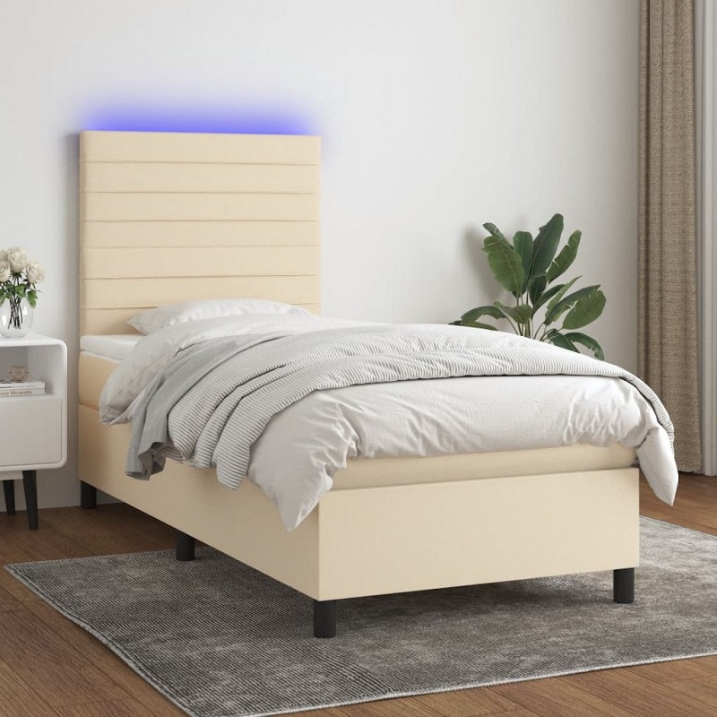 Acquista Letto a Molle con Materasso e LED Crema 100x200cm in Tessuto con riferimento GHV-3134938 della ditta GARDENHOME