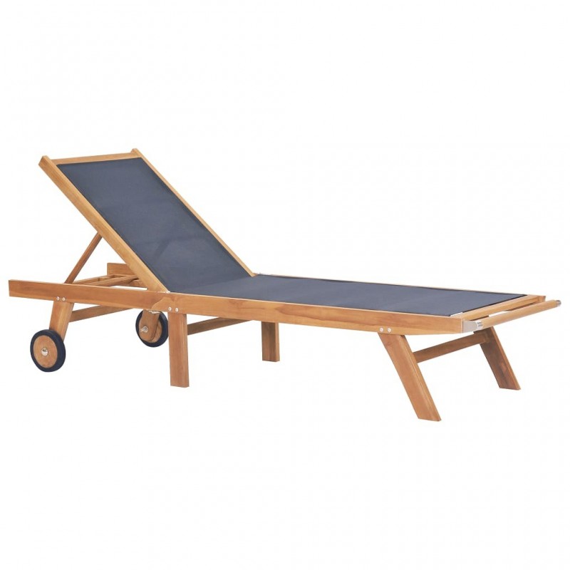 Acquista Lettino Pieghevole con Ruote in Massello di Teak e Textilene con riferimento GHV-44668 della ditta GARDENHOME