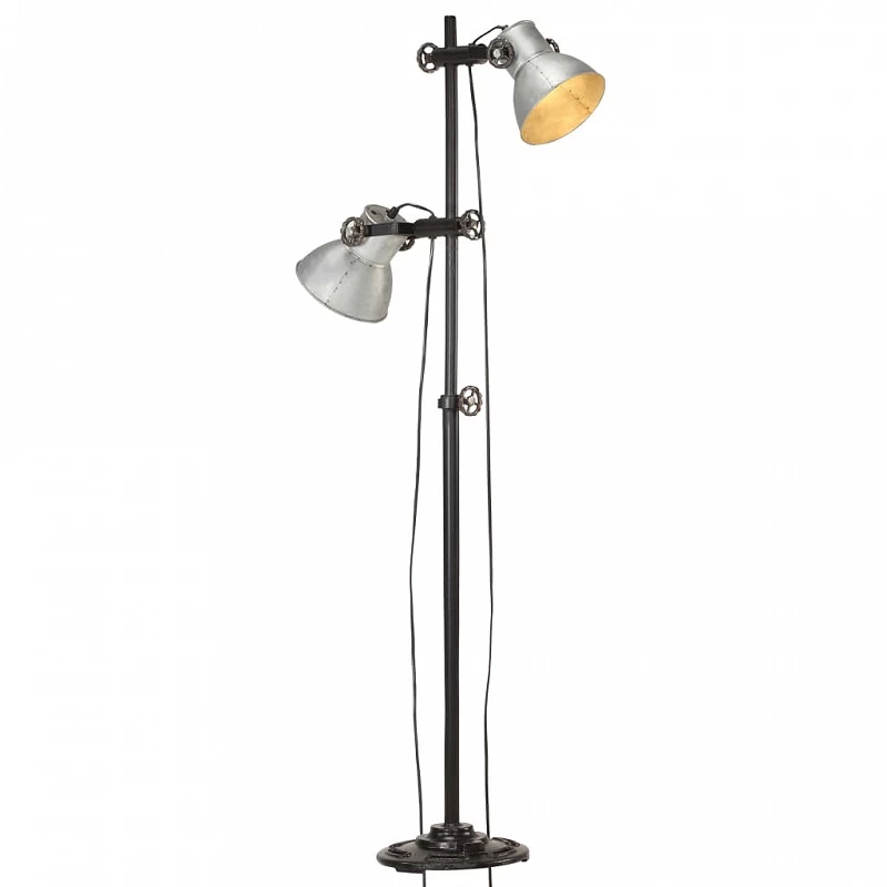 Acquista Lampada da Pavimento con 2 Paralumi Argento E27 in Ghisa con riferimento GHV-320583 della ditta GARDENHOME