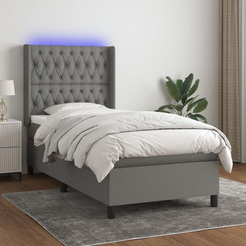 Acquista Letto a Molle Materasso e LED Grigio Scuro 90x200 cm in Tessuto con riferimento GHV-3138526 della ditta GARDENHOME