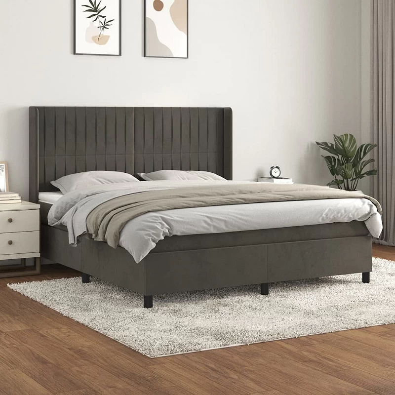 Acquista Giroletto a Molle con Materasso Grigio Scuro 160x200 cm Velluto con riferimento GHV-3132808 della ditta GARDENHOME