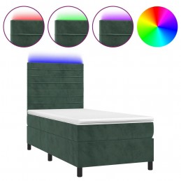 Acquista Letto a Molle con Materasso e LED Verde Scuro 100x200cm Velluto con riferimento GHV-3136170 della ditta GARDENHOME
