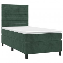 Acquista Letto a Molle con Materasso e LED Verde Scuro 100x200cm Velluto con riferimento GHV-3136170 della ditta GARDENHOME