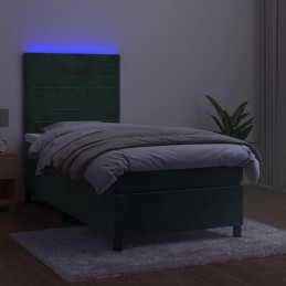 Acquista Letto a Molle con Materasso e LED Verde Scuro 100x200cm Velluto con riferimento GHV-3136170 della ditta GARDENHOME