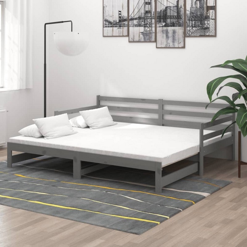Acquista Dormeuse Estraibile Grigia in Massello di Pino 2x(90x200) cm con riferimento GHV-806957 della ditta GARDENHOME