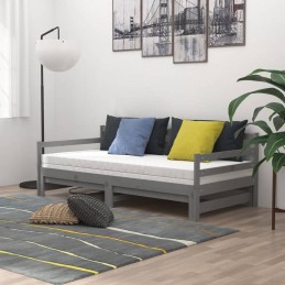 Acquista Dormeuse Estraibile Grigia in Massello di Pino 2x(90x200) cm con riferimento GHV-806957 della ditta GARDENHOME