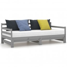 Acquista Dormeuse Estraibile Grigia in Massello di Pino 2x(90x200) cm con riferimento GHV-806957 della ditta GARDENHOME