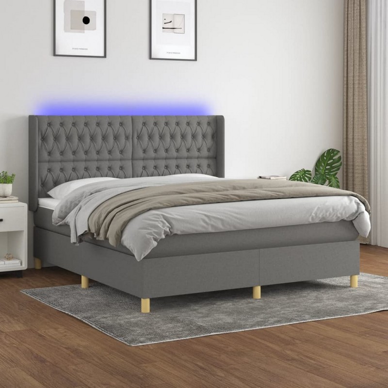 Acquista Letto a Molle Materasso e LED Grigio Scuro 160x200cm in Tessuto con riferimento GHV-3139126 della ditta GARDENHOME