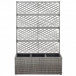 Acquista Letto Rialzato a Traliccio 3 Vasi 83x30x130cm Polyrattan Grigio con riferimento GHV-46935 della ditta GARDENHOME