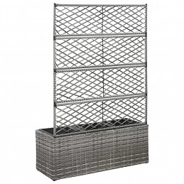 Acquista Letto Rialzato a Traliccio 3 Vasi 83x30x130cm Polyrattan Grigio con riferimento GHV-46935 della ditta GARDENHOME