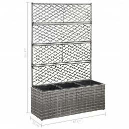 Acquista Letto Rialzato a Traliccio 3 Vasi 83x30x130cm Polyrattan Grigio con riferimento GHV-46935 della ditta GARDENHOME