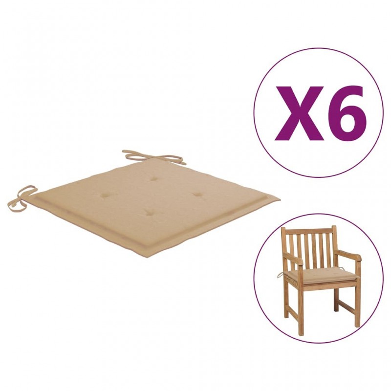 Acquista Cuscini per Sedie da Giardino 6 pz Beige 50x50x3 cm in Tessuto con riferimento GHV-314045 della ditta GARDENHOME