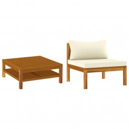 Acquista Set Divani da Giardino 2pz Cuscini Bianco Crema Massello Acacia con riferimento GHV-316285 della ditta GARDENHOME
