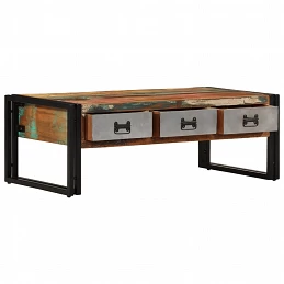 Acquista Tavolino da Caffè 3 Cassetti in Massello Recuperato 100x50x35cm con riferimento GHV-244941 della ditta GARDENHOME